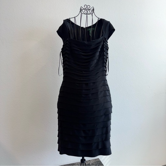 Ralph Lauren Black Sheath Midi Dress with Bateau Neckline